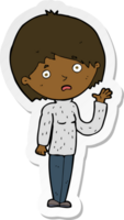 sticker of a cartoon worried woman png