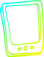 cold gradient line drawing of a cartoon touch screen mobile png