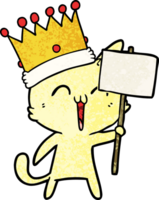 gato rei dos desenhos animados feliz com sinal png