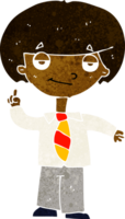 cartoon school boy answering question png