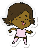 sticker of a cartoon girl pulling face png