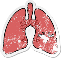 distressed sticker of a cartoon lungs png