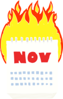 illustration en couleur plate du calendrier montrant le mois de novembre png