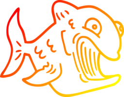 värma lutning linje teckning av en rolig tecknad serie fisk png