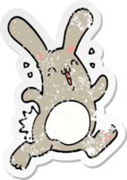 distressed sticker of a cartoon rabbit png