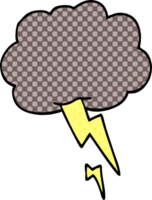 cartoon doodle storm cloud with lightning png