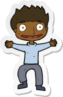 sticker van een cartoon grijnzende jongen png