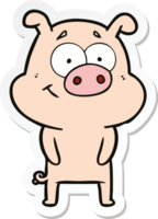 sticker of a happy cartoon pig png