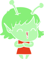 flat color style cartoon happy alien girl png