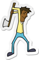 sticker of a cartoon man swinging axe png