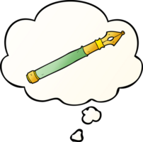 cartoon fountain pen with thought bubble in smooth gradient style png