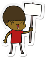 sticker of a happy cartoon boy png