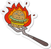 sticker of a cartoon burger cooking png