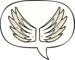 dessin animé ailes symbole avec discours bulle png