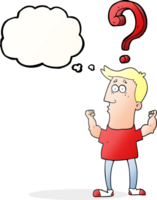 hand drawn thought bubble cartoon man with question png