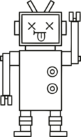 line drawing cartoon of a robot png