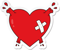 sticker of a cartoon heart squirting blood png