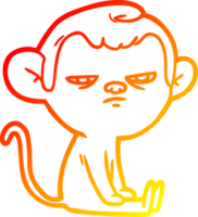 warm Gradient Linie Zeichnung von ein Karikatur genervt Affe png