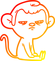 warm gradient line drawing of a cartoon annoyed monkey png