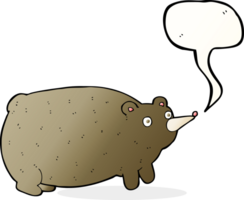 funny cartoon bear with speech bubble png