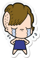 sticker of a cartoon crying girl png