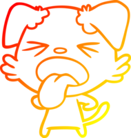 chaud pente ligne dessin de une dessin animé dégoûté chien png