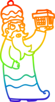 rainbow gradient line drawing of a one of the three wise men cartoon png