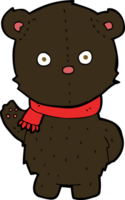 cartoon waving black bear cub png