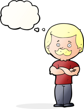 tecknad serie manlig mustasch man med trodde bubbla png