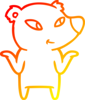 warm gradient line drawing of a cute cartoon bear shrugging shoulders png