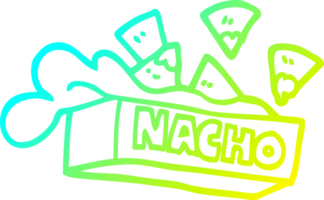 cold gradient line drawing of a cartoon nacho box png