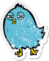 retro noodlijdende sticker van een grappige cartoonvogel png