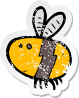 retro distressed sticker of a cartoon bee png