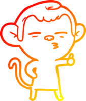 warm gradient line drawing of a cartoon suspicious monkey png