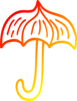 warm Gradient Linie Zeichnung von ein Karikatur Regenschirm tätowieren Symbol png