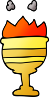 cartoon doodle flaming golden cup png