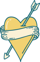 iconic tattoo style image of an arrow heart and banner png