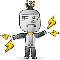 tekenfilm golvend robot met gedachte bubbel png