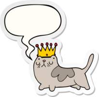 dessin animé arrogant chat avec discours bulle autocollant png