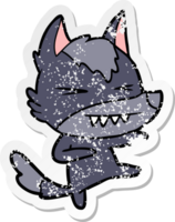 distressed sticker of a angry wolf cartoon png