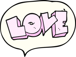 mano disegnato comico libro discorso bolla cartone animato amore cartello png