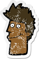 retro noodlijdende sticker van een cartoon gelukkige man png