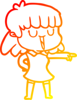 warm gradient line drawing of a cartoon woman png