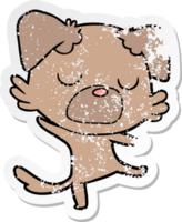 distressed sticker of a cartoon dog png