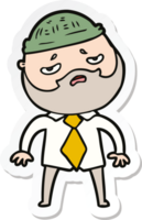 sticker of a cartoon worried man with beard png