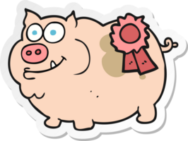 sticker of a cartoon prize winning pig png