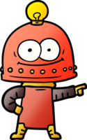 robot de cartón feliz con bombilla png