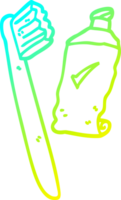 cold gradient line drawing of a cartoon tooth brush and paste png