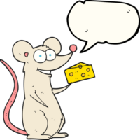 hand drawn speech bubble cartoon mouse with cheese png