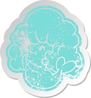 distressed old cartoon sticker kawaii cute ghost mermaid png